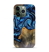 iPhone 13 Pro Wood Live Edge Phone Case - Brandy (Blue, 816126)