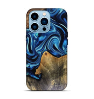 iPhone 14 Pro Wood Live Edge Phone Case - Brandy (Blue, 816126)