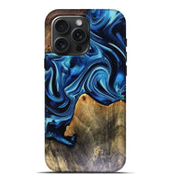 iPhone 16 Pro Max Wood Live Edge Phone Case - Brandy (Blue, 816126)