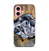 iPhone 16 Wood Live Edge Phone Case - Janette (Blue, 816134)