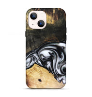 iPhone 13 Wood Live Edge Phone Case - Flora (Black & White, 816136)