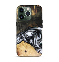 iPhone 13 Pro Wood Live Edge Phone Case - Flora (Black & White, 816136)