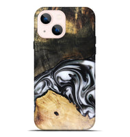 iPhone 14 Plus Wood Live Edge Phone Case - Flora (Black & White, 816136)