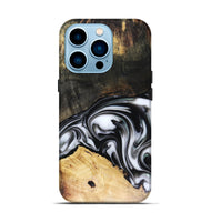 iPhone 14 Pro Wood Live Edge Phone Case - Flora (Black & White, 816136)