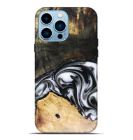 iPhone 14 Pro Max Wood Live Edge Phone Case - Flora (Black & White, 816136)