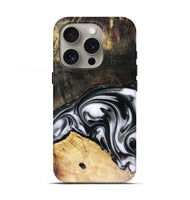 iPhone 16 Pro Wood Live Edge Phone Case - Flora (Black & White, 816136)