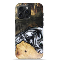 iPhone 16 Pro Max Wood Live Edge Phone Case - Flora (Black & White, 816136)