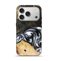 iPhone 17 Pro Wood Live Edge Phone Case - Flora (Black & White, 816136)