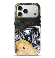 iPhone 17 Pro Max Wood Live Edge Phone Case - Flora (Black & White, 816136)