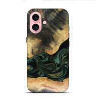 iPhone 16 Wood Live Edge Phone Case - Ahmir (Green, 816140)