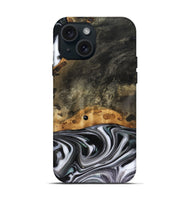 iPhone 15 Wood Live Edge Phone Case - Kayson (Black & White, 816143)