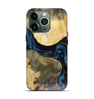 iPhone 13 Pro Wood Live Edge Phone Case - Melinda (Teal & Gold, 816148)