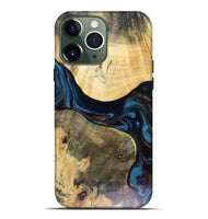 iPhone 13 Pro Max Wood Live Edge Phone Case - Melinda (Teal & Gold, 816148)