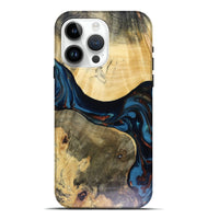 iPhone 15 Pro Max Wood Live Edge Phone Case - Melinda (Teal & Gold, 816148)