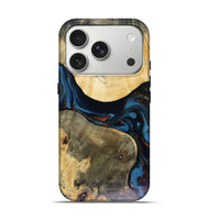 iPhone 17 Pro Wood Live Edge Phone Case - Melinda (Teal & Gold, 816148)