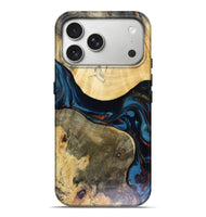 iPhone 17 Pro Max Wood Live Edge Phone Case - Melinda (Teal & Gold, 816148)