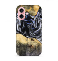 iPhone 16 Wood Live Edge Phone Case - Orpha (Black & White, 816165)