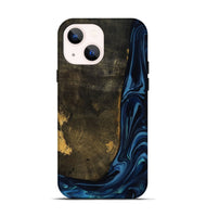 iPhone 14 Wood Live Edge Phone Case - Lian (Blue, 817867)
