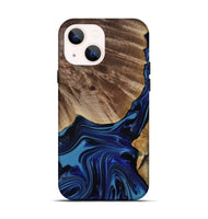 iPhone 14 Wood Live Edge Phone Case - Melvina (Blue, 818001)