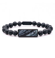 Lava Bead ResinArt Bracelet - Walter (Black & White, 818900)