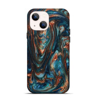 iPhone 14 ResinArt Live Edge Phone Case - Taytum (Teal & Gold, 819780)