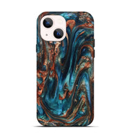 iPhone 14 ResinArt Live Edge Phone Case - Abby (Teal & Gold, 819794)
