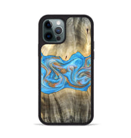 iPhone 12 Pro Wood Phone Case - Tonja (Teal & Gold, 819811)