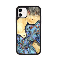 iPhone 11 Wood Phone Case - Cecily (Teal & Gold, 819812)