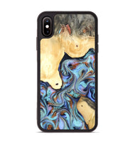 iPhone Xs Max Wood Phone Case - Cecily (Teal & Gold, 819812)