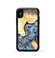 iPhone Xs Wood Phone Case - Cecily (Teal & Gold, 819812)
