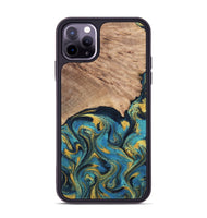 iPhone 11 Pro Max Wood Phone Case - Deanne (Teal & Gold, 819816)