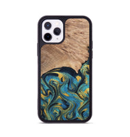iPhone 11 Pro Wood Phone Case - Deanne (Teal & Gold, 819816)