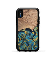 iPhone Xs Wood Phone Case - Deanne (Teal & Gold, 819816)