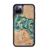 iPhone 11 Pro Max Wood Phone Case - Amiah (Teal & Gold, 819908)
