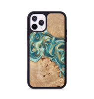 iPhone 11 Pro Wood Phone Case - Amiah (Teal & Gold, 819908)