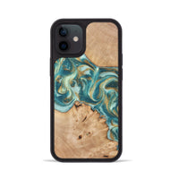 iPhone 12 Wood Phone Case - Amiah (Teal & Gold, 819908)