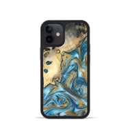 iPhone 12 mini Wood Phone Case - Tamiko (Teal & Gold, 819924)