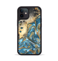 iPhone 12 Wood Phone Case - Tamiko (Teal & Gold, 819924)