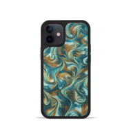 iPhone 12 mini ResinArt Phone Case - Cora (Teal & Gold, 819925)