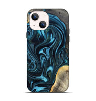 iPhone 14 Wood Live Edge Phone Case - Tanner (Blue, 819974)