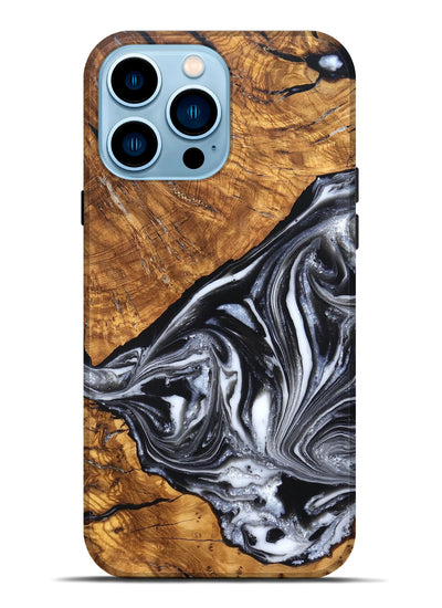 iPhone 14 Pro Max Wood Live Edge Phone Case - Zola (Black & White, 819976)