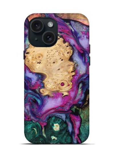 iPhone 15 Wood Live Edge Phone Case - Kai (Purple, 819979)