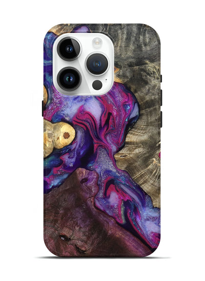 iPhone 15 Pro Wood Live Edge Phone Case - Eduardo (Purple, 819980)