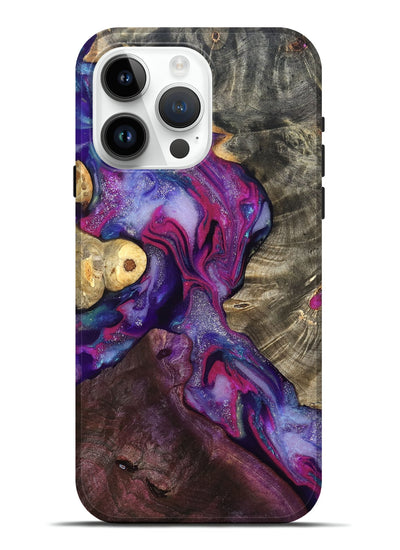 iPhone 15 Pro Max Wood Live Edge Phone Case - Eduardo (Purple, 819980)