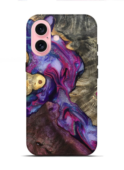 iPhone 16 Wood Live Edge Phone Case - Eduardo (Purple, 819980)