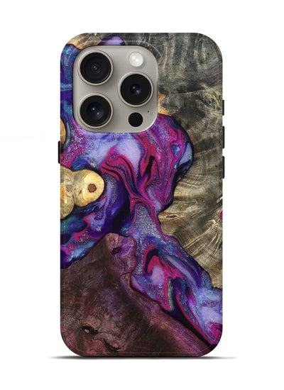iPhone 16 Pro Wood Live Edge Phone Case - Eduardo (Purple, 819980)