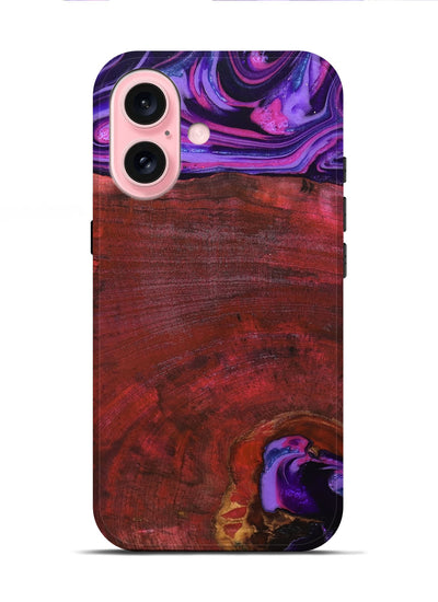 iPhone 16 Wood Live Edge Phone Case - Teo (Red, 819982)