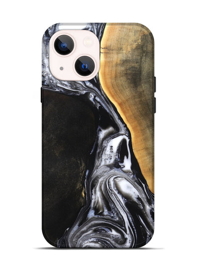 iPhone 14 Wood Live Edge Phone Case - Chelsea (Black & White, 819983)