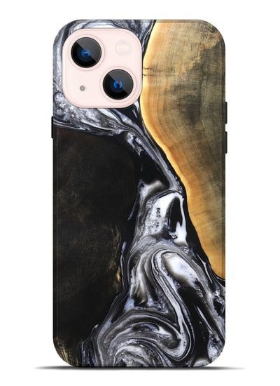iPhone 14 Plus Wood Live Edge Phone Case - Chelsea (Black & White, 819983)