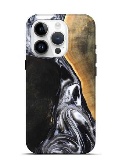 iPhone 15 Pro Wood Live Edge Phone Case - Chelsea (Black & White, 819983)